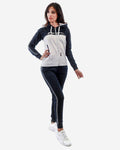 Tuta Givova Donna 101 con Banda e Cappuccio in Fleece blu/bianco — tuta sportiva donna