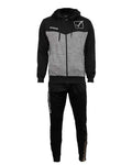 GIVOVA TUTA VISA MELANGE CON CAPPUCCIO POLARFLEECE NERO/GRIGIO SCURO MELANGE Tg. S