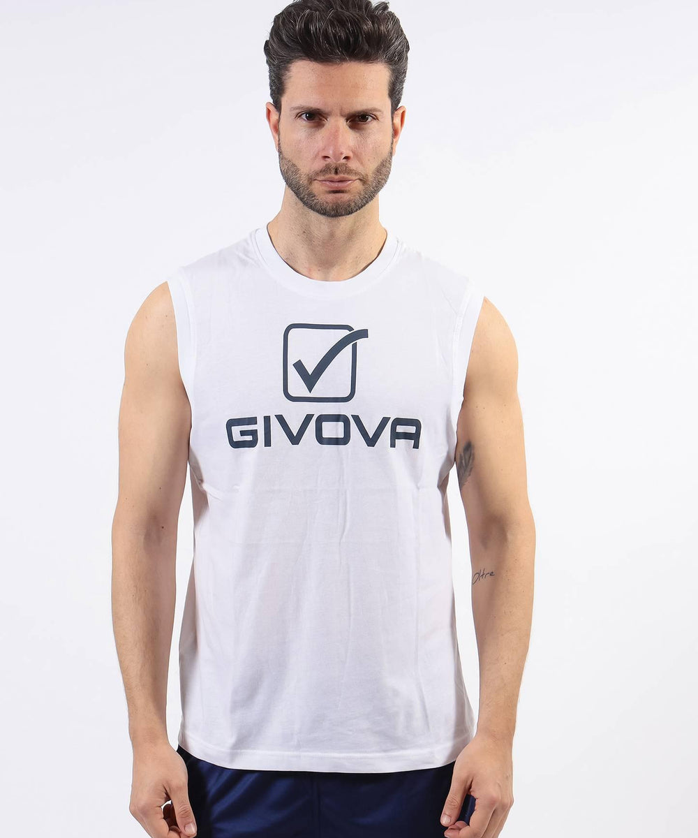 Canotta Givova Cotone Sponsor Logo Big bianca in cotone taglie S-2XL Givova Canotte Planet Sport Italia