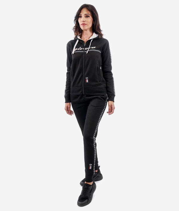 Tuta Givova Donna 101 con Banda e Cappuccio in Fleece nero/nero — tuta sportiva donna Givova Planet Sport Italia