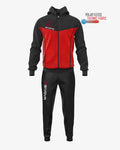Tuta Givova Visa Melange con Cappuccio Polarfleece rosso melange/nero — tuta in pile per il dopo allenamento