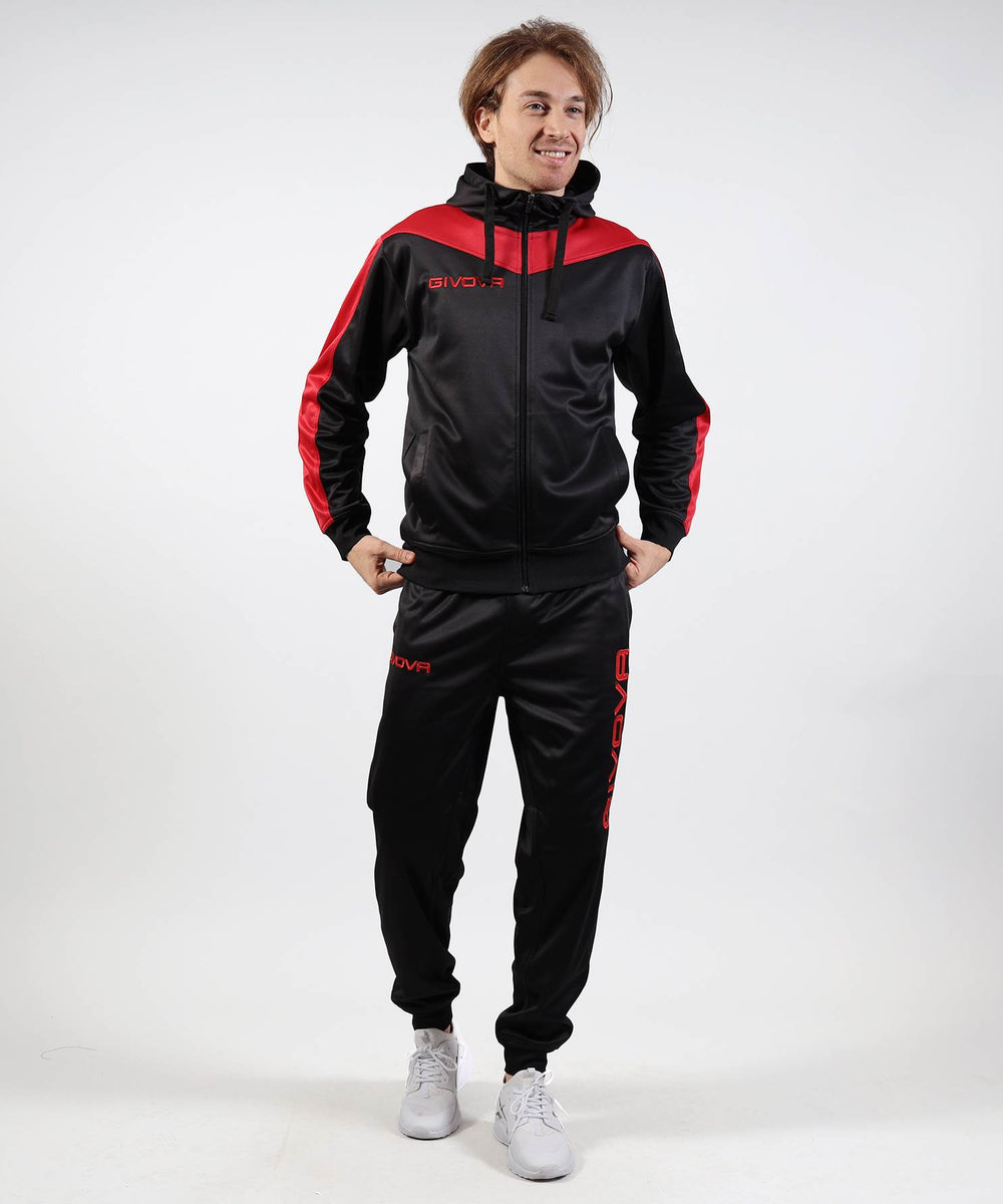 Tuta Givova Roma con cappuccio in pile polarfleece nero e giallo per l'inverno Givova Tute Planet Sport Italia
