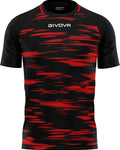 Maglia Givova Pixel nero/rosso — maglia da gara e allenamento calcio
