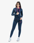 Tuta Givova Lady blu e fuxia, completo femminile con giacca a zip e pantalone