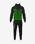 Tuta Givova Visa Melange con Cappuccio Polarfleece nero/verde melange — tuta in pile per il dopo allenamento
