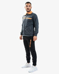 Tuta Givova One Full Zip Polarfleece grigio scuro/arancio fluo — tuta in pile per il dopo allenamento