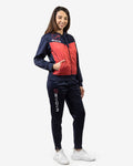 Tuta Givova Visa Melange con Cappuccio Polarfleece blu/rosso melange — tuta in pile per il dopo allenamento