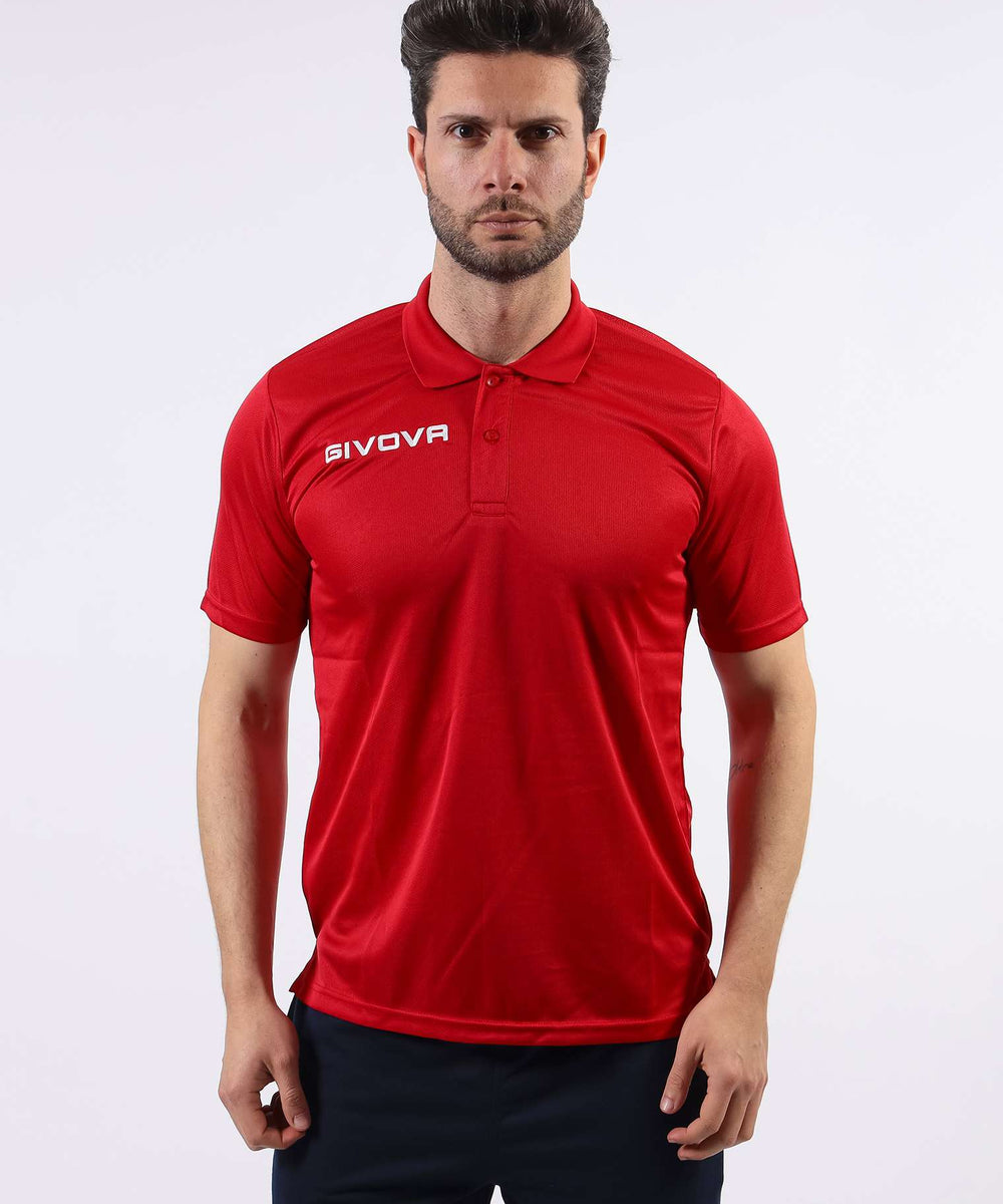 Polo Givova Pocket in Mesh rossa e nera con taschino sul petto Givova Polo Planet Sport Italia