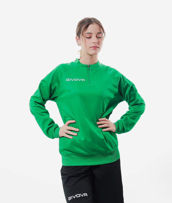 Maglia Givova Polarfleece Tecnica (Half Zip) 500 verde — maglia tecnica da allenamento Givova Planet Sport Italia