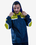Rain jacket Givova Con Mesh Asia blu/giallo — giacca antipioggia per allenamento