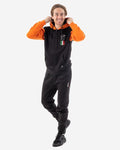 Tuta Givova Italia 101 con Cappuccio Uomo in Felpa nero/arancio — tuta in felpa per il dopo allenamento