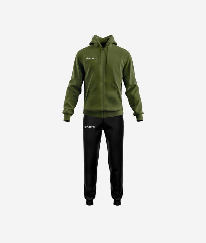 Tuta Givova King Sorrento in polarfleece verde militare e nero per il freddo Givova Tute Planet Sport Italia