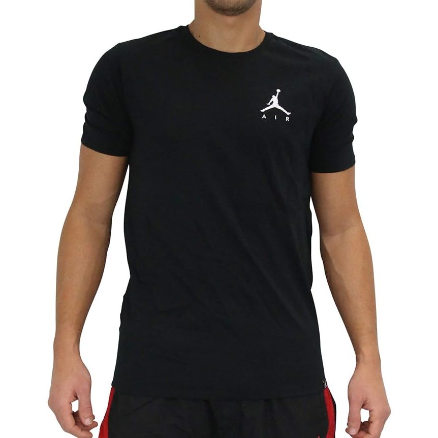 T-shirt Air Jordan Jumpman Air Embroidered nera con logo ricamato sul petto Air Jordan Maglie e T-Shirt Planet Sport Italia
