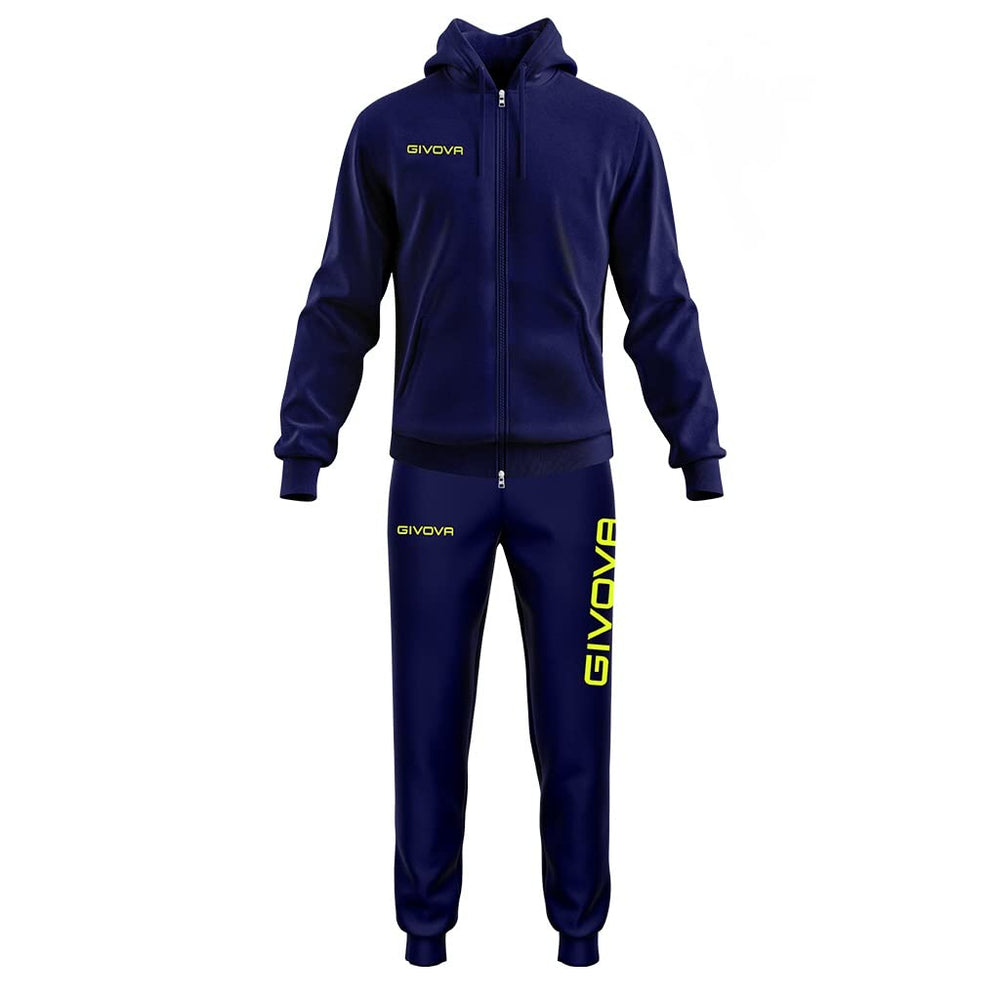 GIVOVA TUTA VISA MELANGE CON CAPPUCCIO POLARFLEECE NERO/GRIGIO SCURO MELANGE Tg. S Givova Tute Planet Sport Italia
