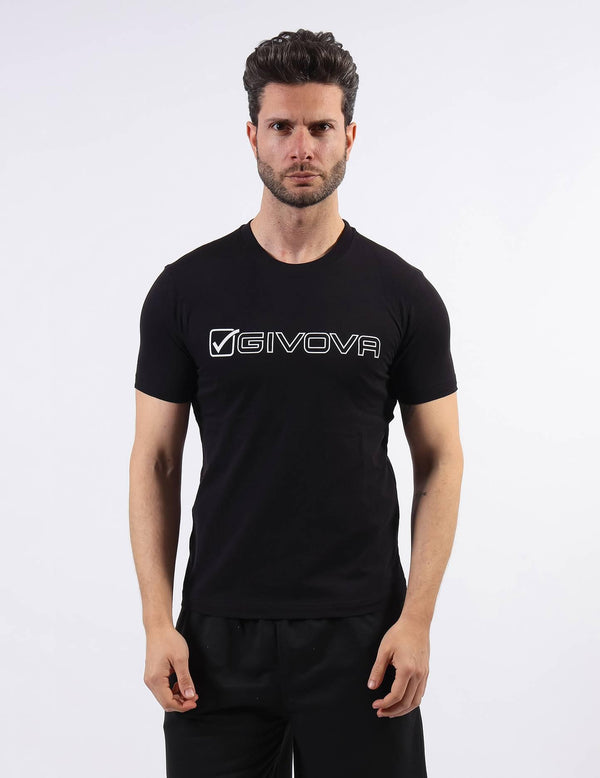 T-shirt Givova Cotone Mondo nero — t-shirt sportiva in cotone Givova Planet Sport Italia