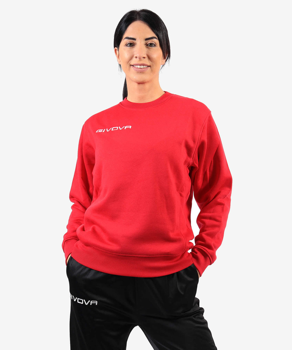 Felpa Givova G/Collo rossa girocollo in tessuto felpato Givova Felpe Planet Sport Italia