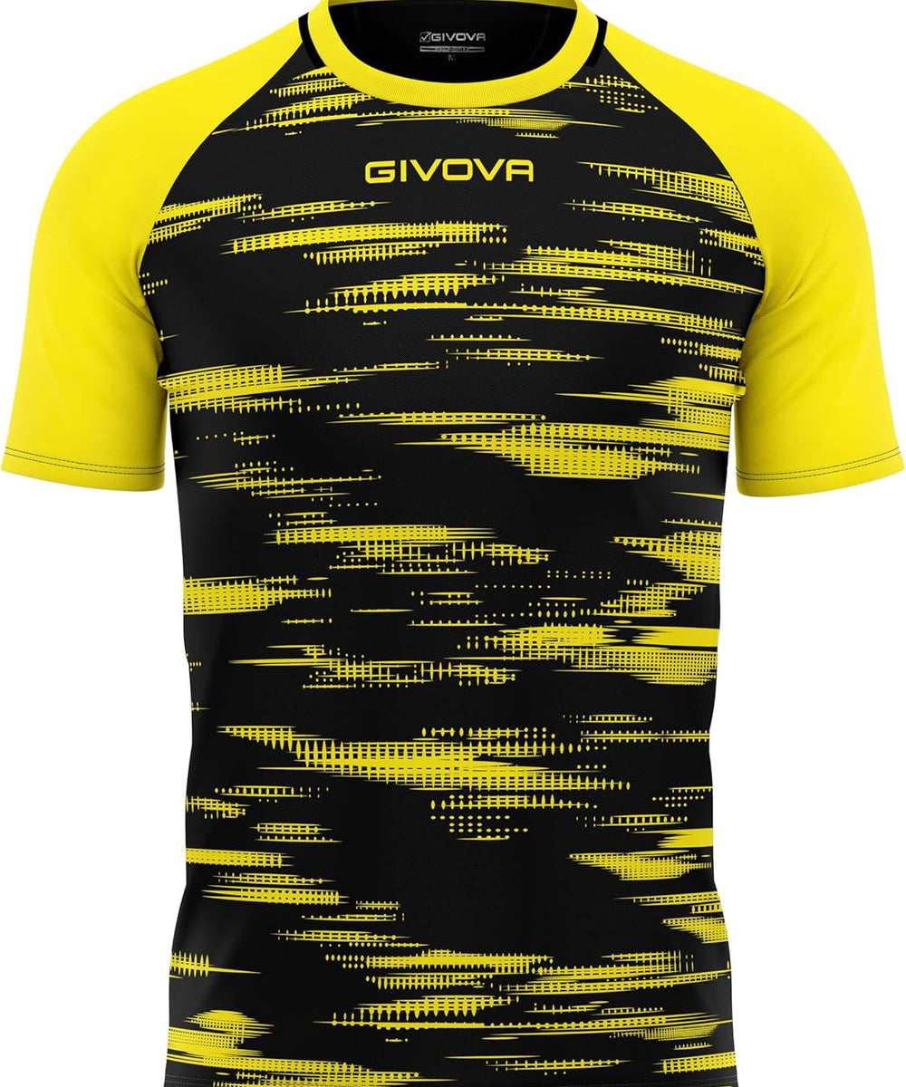 Maglia Givova Shirt Pixel nera e rossa con grafica bicolore per il calcio Givova Maglie e T-Shirt Planet Sport Italia