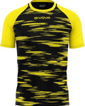 Maglia Givova Shirt Pixel nera e rossa con grafica bicolore per il calcio