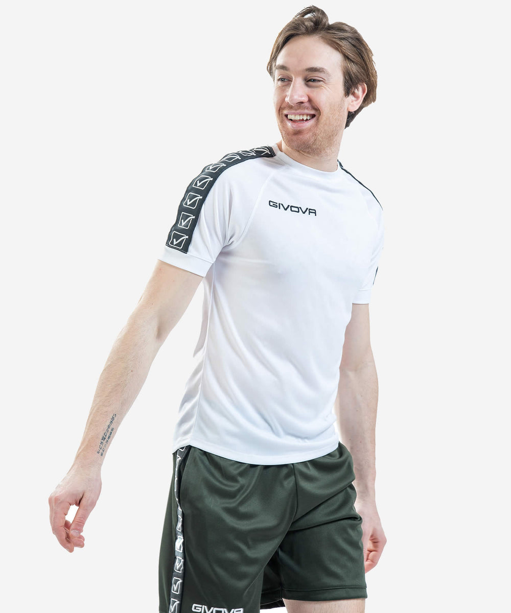 T-shirt Givova Cotton Band bianca in cotone con banda a contrasto Givova Maglie e T-Shirt Planet Sport Italia