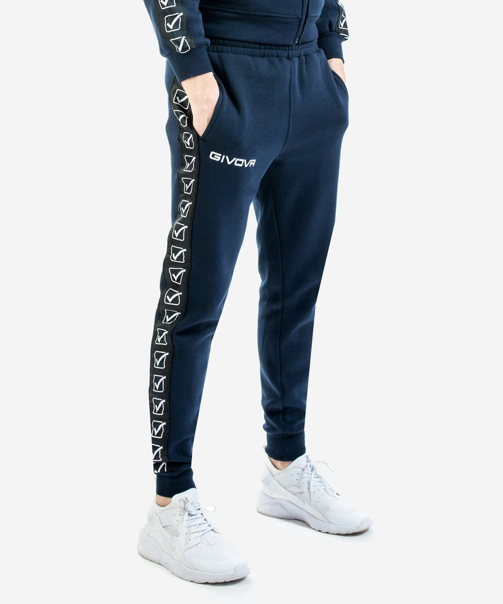 Pantalone Givova Felpa Band grigio melange chiaro con banda laterale Givova Pantaloni Planet Sport Italia
