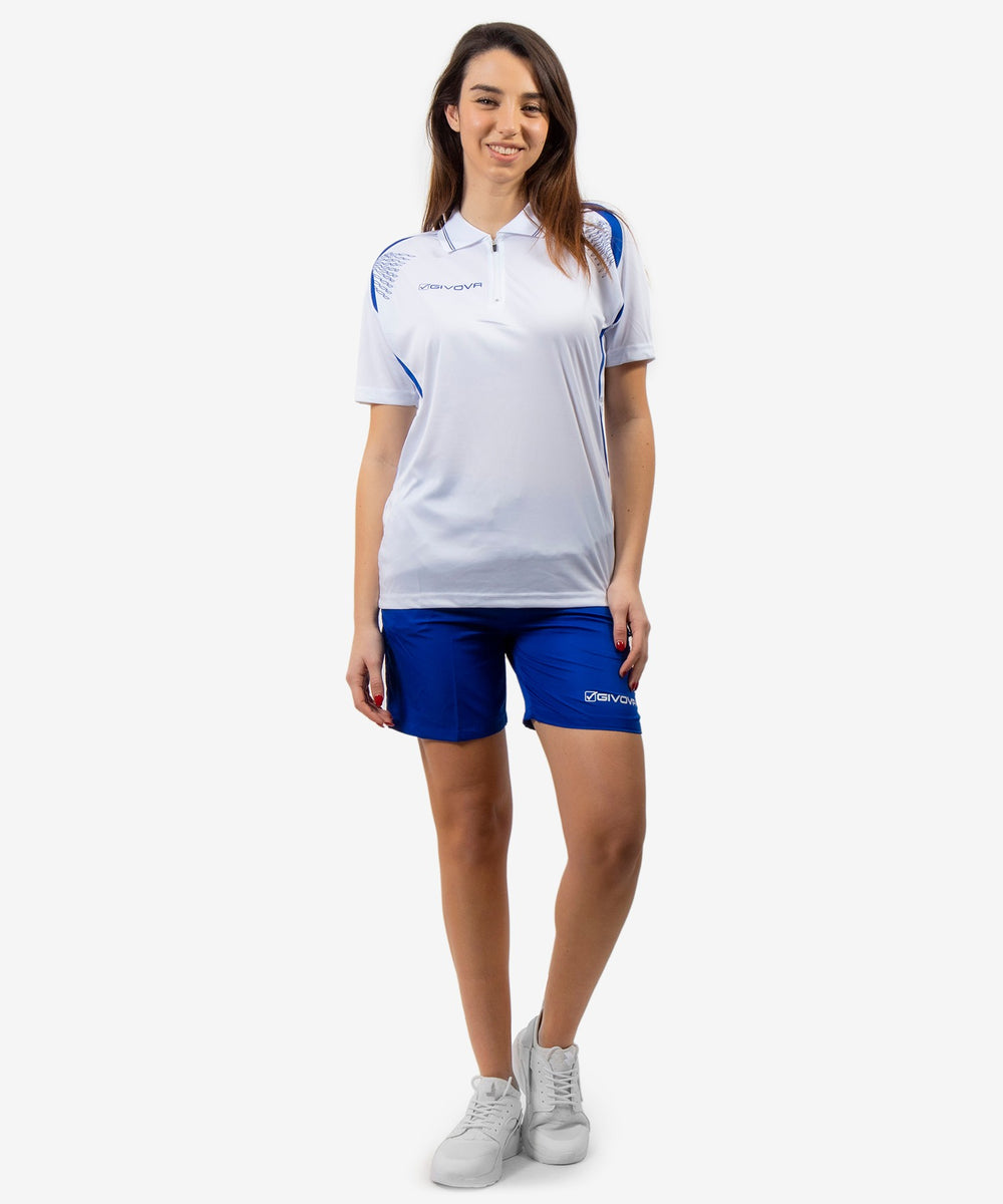 Completo Givova Kit Easy bianco e blu, maglia e pantaloncino da gara per il calcio Givova Kit Planet Sport Italia