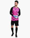 Completo da portiere Givova Kit Difesa arancio fluo e nero per partite di calcio