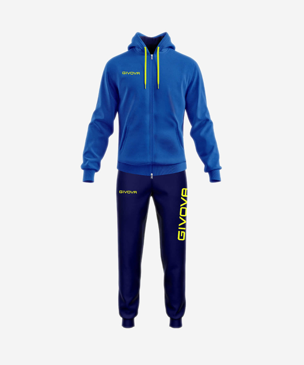 Tuta Givova King Poker in cotone terry blu e giallo fluo Givova Tute Planet Sport Italia