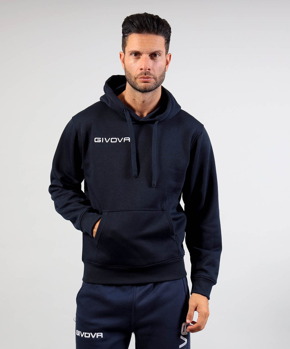 Felpa Givova con Cappuccio New blu da riscaldamento e tempo libero Givova Felpe Planet Sport Italia