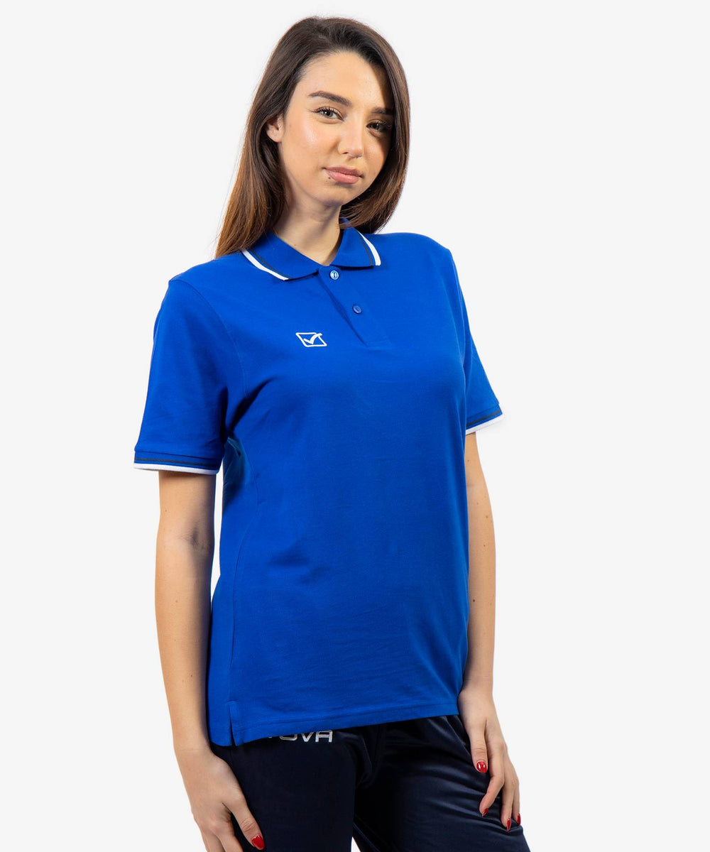 Polo Givova Cotone Piquet Action blu e bianca in cotone piquet Givova Polo Planet Sport Italia