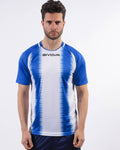 Maglia Givova Shirt Stripe M/C Interlock azzurra e bianca a righe