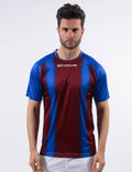 SHIRT STRIPE  M/C INTERLOCK AZZURRO/GRANATA