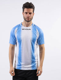 SHIRT STRIPE  M/C INTERLOCK CELESTE/BIANCO