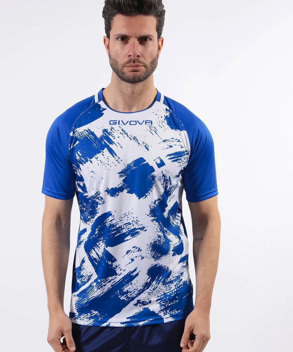 Maglia Givova Shirt Art Interlock rossa e blu a maniche corte per il calcio Givova Maglie e T-Shirt Planet Sport Italia