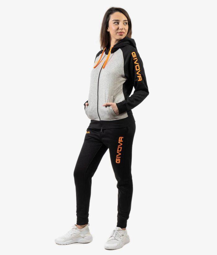 Tuta Givova Super King in tessuto felpato grigio melange e nero da palestra Givova Tute Planet Sport Italia