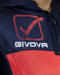 Tuta Visa Melange Givova con Cappuccio Polarfleece - BLU/ROSSO MELANGE