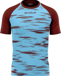 Maglia Givova Pixel celeste/granata — maglia da gara e allenamento calcio