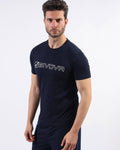 T-shirt Givova Cotone Mondo blu — t-shirt sportiva in cotone