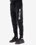 Pantaloni Givova Cotone Mod. Moon Big Logo nero — pantaloni in cotone per allenamento e tempo libero
