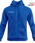 Felpa Givova Polarfleece Full Zip 500 azzurra in pile per allenamento invernale