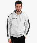 FULL ZIP CON CAPPUCCIO TERRY BAND BIANCO/NERO