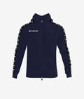 FULL ZIP CON CAPPUCCIO TERRY BAND BLU/NERO