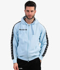 FULL ZIP CON CAPPUCCIO TERRY BAND CELESTE CHIARO
