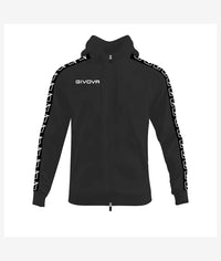 FULL ZIP CON CAPPUCCIO TERRY BAND NERO/NERO