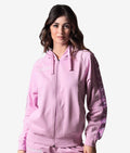 FULL ZIP CON CAPPUCCIO TERRY BAND ROSA CHIARO