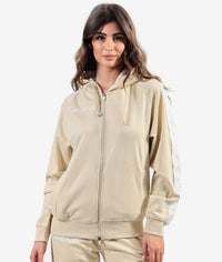 FULL ZIP CON CAPPUCCIO TERRY BAND SABBIA