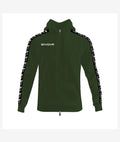 FULL ZIP CON CAPPUCCIO TERRY BAND VERDE MILITARE/NERO