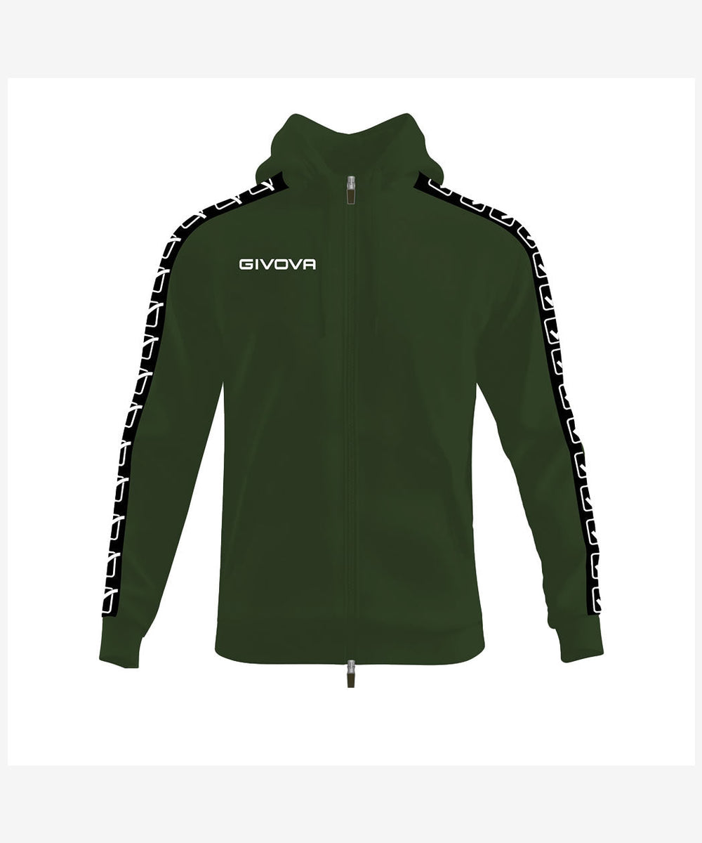 Givova Felpa Full Zip Terry Band - Verde militare Nero Givova Felpe Planet Sport Italia