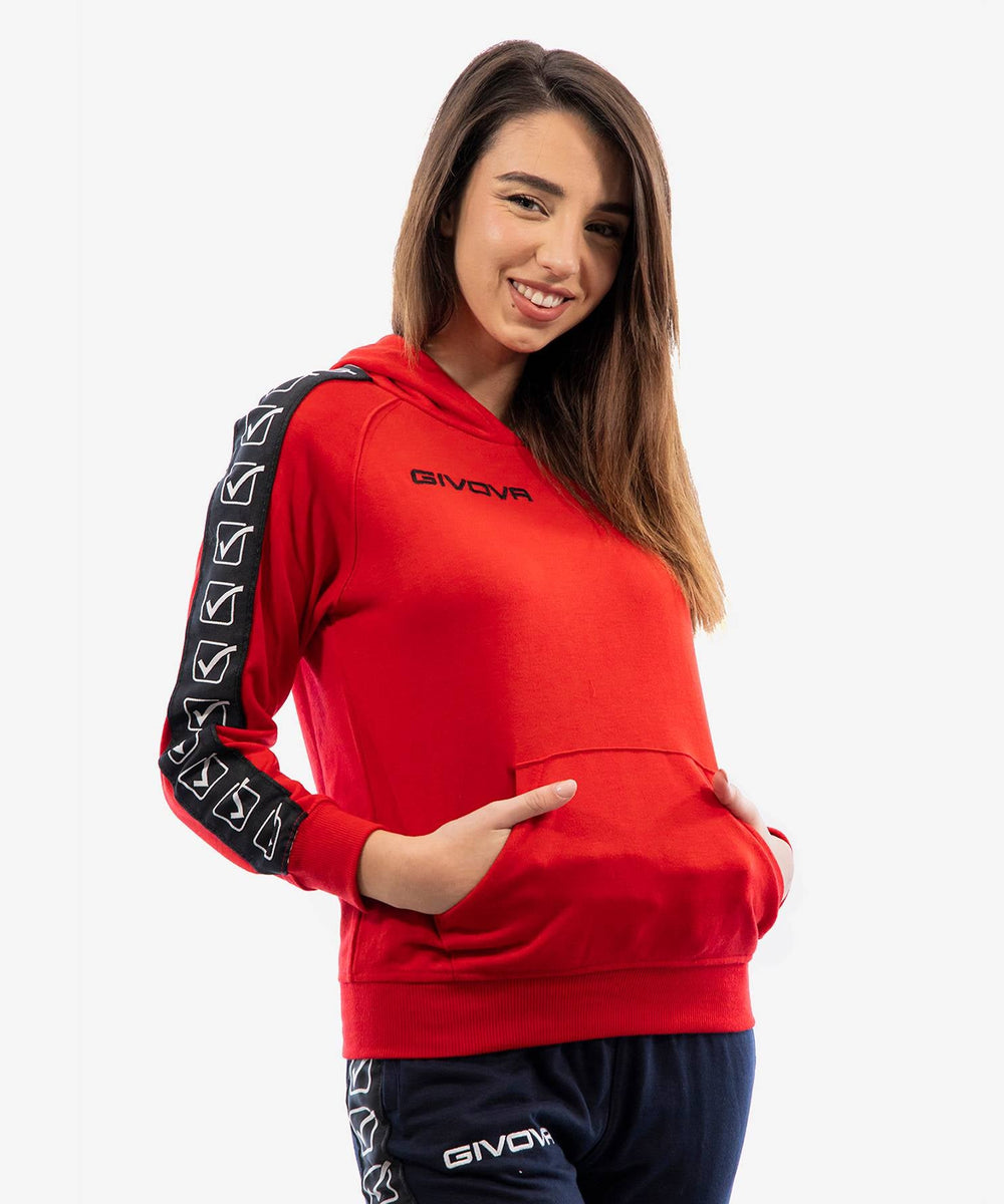 Givova Felpa con cappuccio Terry Band - Rosso Givova Felpe Planet Sport Italia