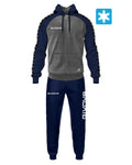 Tuta Givova Italia 103 in Felpa con Capp. e Banda - GRIGIO MELANGE SCURO/BLU