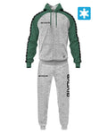 Tuta Givova Italia 103 in Felpa con Capp. e Banda - GRIGIO MELANGE CHIARO/VERDE